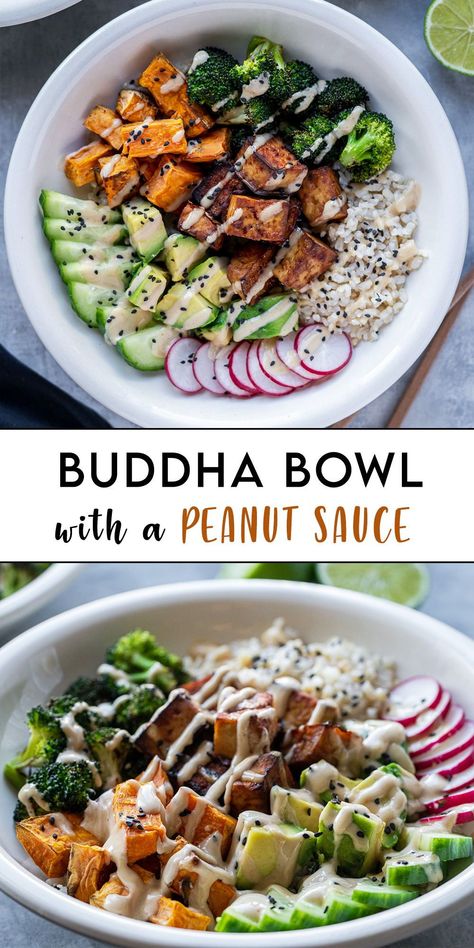 Vegan Buddha Bowl, Healthy Bowls Recipes, Healthy Bowls, Tasty Vegetarian Recipes, God Mat, Tasty Baking, Buddha Bowl, Vegetarian Recipes Dinner, Peanut Sauce