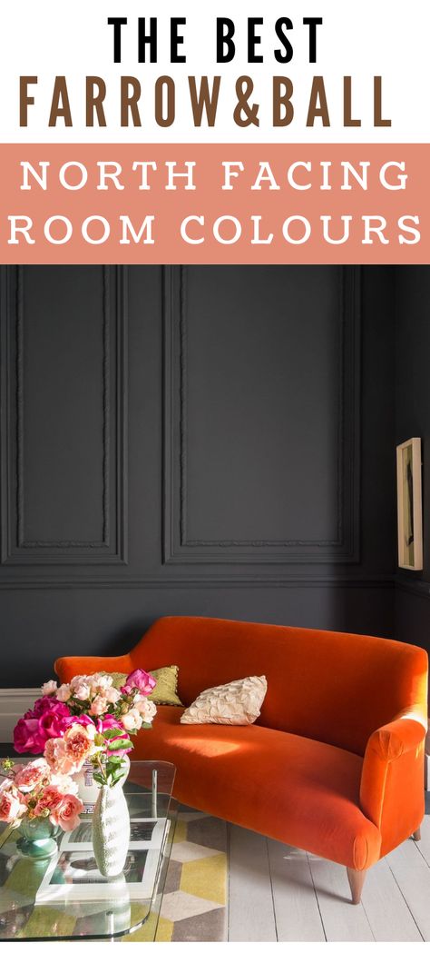 the best farrow and ball north facing room colours Railings Paint Farrow And Ball, Farrow And Ball Railings Living Rooms, Farrow And Ball Orange, Railings Farrow And Ball, Farrow And Ball Railings, Panelled Walls, Farrow Bal, Deco Orange, Orange Couch