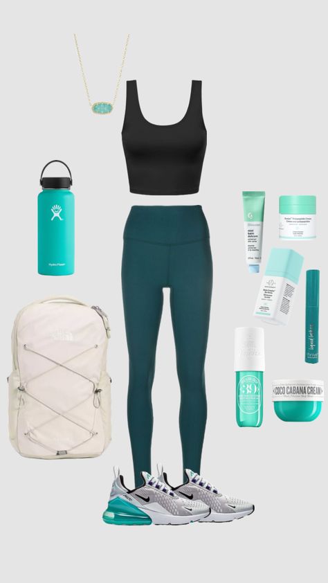 #outfitinspo #beauty #teal #workout #gym Teal Workout Outfits, Gym Ootd, Beige Fashion, Trendy Fits, Gym Clothes Women, Princess House, Sporty Outfits, Cute Simple Outfits, Athletic Outfits