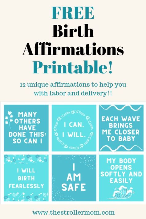 FREE Birth Affirmations Printable - Labor Affirmations, Hypnobirthing Affirmations, Birthing Plan, Affirmations Printable, Free Birth, Pregnancy Affirmations, Birth Art, Happy Mommy, Birth Affirmations