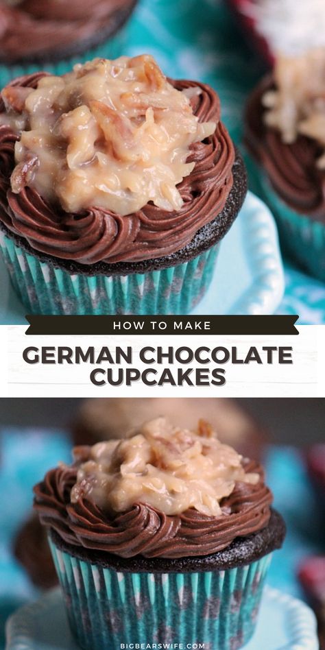 German Chocolate Cupcakes Frosting, Easy German Chocolate Cupcakes, German Chocolate Cake Cupcakes, Octoberfest Recipes, Bar Specials, Homemade Chocolate Cupcakes, German Chocolate Cupcakes, Chocolate Fudge Icing, Cupcakes Homemade