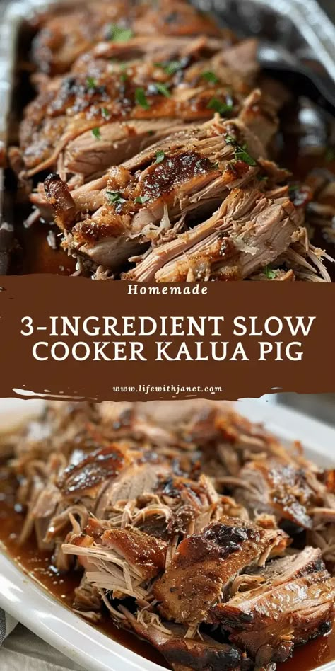 Kalua Pork Crockpot, Kalua Pig Recipe, Kahlua Pork, Food Crockpot, Slow Cooker Recipes Pork, Recipe Crockpot, Kalua Pork, Hawaiian Dishes, Yummy Meals