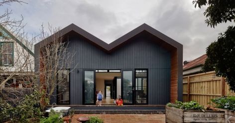 Much more than a ''box on the back'', this double gable renovation matches the house's character while adding light and space. Black Houses, Melbourne House, Gable Roof, Hip Roof, Green Architecture, Home Additions, House Extensions, House Made, Residential Architecture