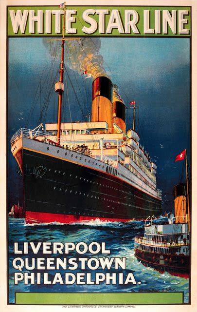 Artist Unknown - White Star Line, 1920's Historic Posters, Travel Promotion, Maritime Poster, Airline Poster, Norway Cruise, Liverpool Docks, White Star Line, Glasgow Museum, Ocean Travel