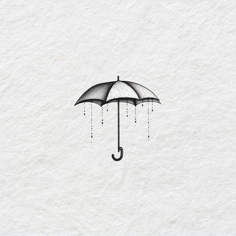 Raining Umbrella Tattoo, Umbrella And Rain Tattoo, Mayday Parade Umbrella Tattoo, Umbrella Tattoo Meaning, Umbrella With Rain Tattoo, Rain Umbrella Tattoo, Fine Line Umbrella Tattoo, Umbrella Tattoo Ideas, Upside Down Umbrella Tattoo