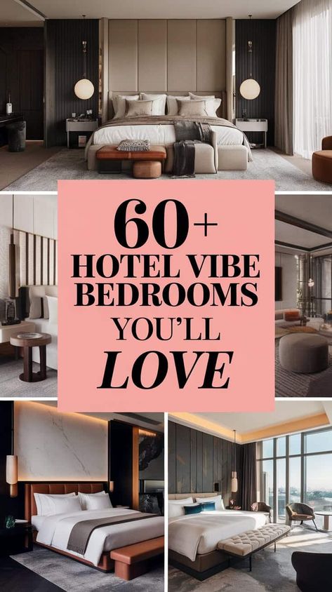 60+ Hotel Vibe Bedroom Makeovers That Last Spa Aesthetic Bedroom, Luxury Bedroom Hotel Master Suite, Luxury Hotel Bedroom Master Suite, Hotel Style Bedroom Master Suite, Sitting Area In Bedroom Master Suite, Chic Hotel Room, Bedroom Hotel Style, Luxury Hotel Room Bedroom Suites, Hotel Vibe Bedroom