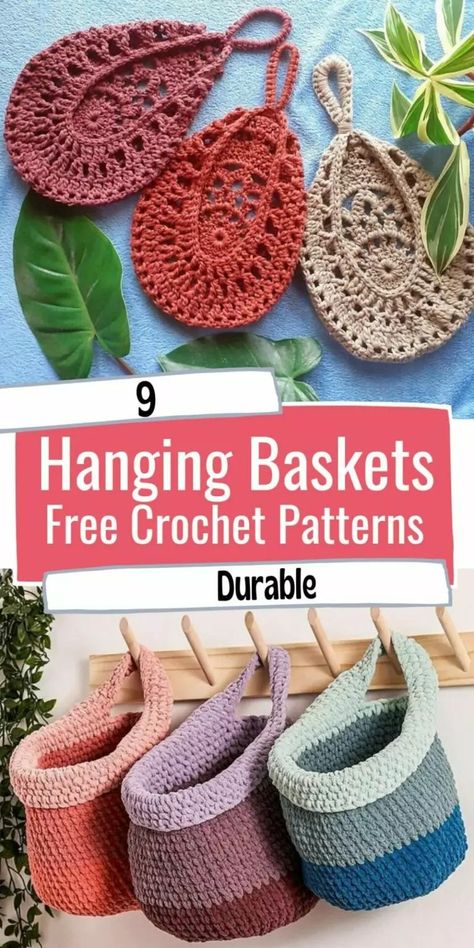 9 Durable Free Crochet Hanging Basket Patterns for Your Home - Little World of Whimsy Crochet Hanging Basket, Pattern Storage, Crochet Plant Hanger, Basket Tutorial, Crochet Hanging, Crochet Storage Baskets, Crochet Basket Pattern Free, Crochet Baskets, Crochet Storage