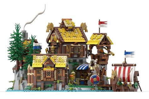 LEGO IDEAS - Viking Village Lego Viking, Viking Boat, Viking House, Village Ideas, Viking Village, Babymoon Photos, Lego Diy, Lego Castle, Blacksmith Shop