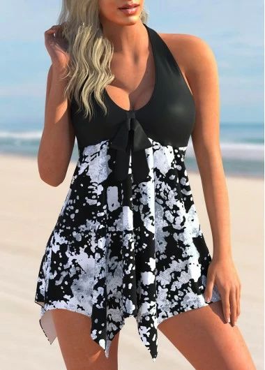 ROTITA Asymmetric Hem Printed Halter Swimdress and Panty | Rotita.com - USD $11.98 Modest Swimsuits, Swim Dress, Asymmetric Hem, Women Swimsuits, On Sale