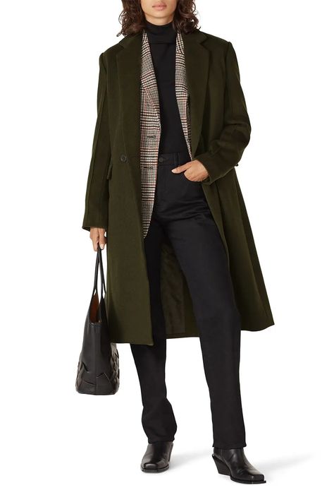 Rent Dark Green Oversized Coat by Derek Lam Collective for $90 only at Rent the Runway. Dark Green Coat, Dark Grey Coat, Green Wool Coat, Army Fashion, Grey Coat, Rent The Runway, Oversized Coat, Green Coat, Derek Lam