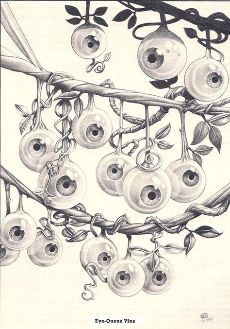 "Eye Queue" ∞ Eyeball Drawing, Grape Drawing, Surealism Art, Eyeball Art, Arte Punk, Creepy Art, Trippy Art, Weird Art, Eye Art