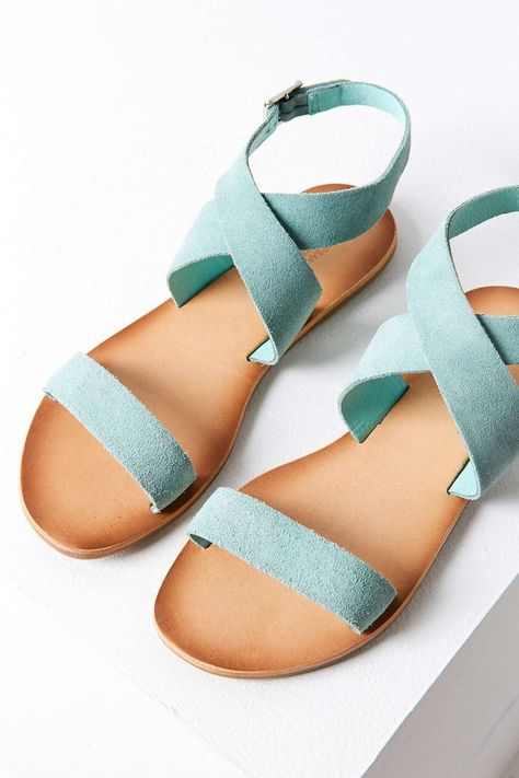 Blue Sandals Flat, Sandals Flat, Ankle Wrap Sandals, Wrap Sandals, Ankle Wrap, Shoes Flats Sandals, Blue Sandals, Shoe Closet, Suede Sandals