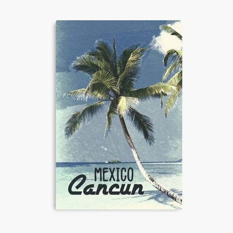 Beach Art Posters, Mexico Postcard, Mexico Nature, Cancun Mexico Travel, Vintage Style Poster, Mexico Gift, Mexico Cancun, Clearwater Beach Florida, Poster Vintage Retro