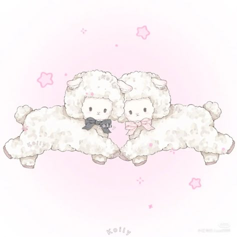 Coquette Koily Artist, Lambs Aesthetic, Lamb Coquette, Cute Lambs, Doll Quotes, Lamb Drawing, Sheep Drawing, Drawing Digital Art, Pastel Kawaii