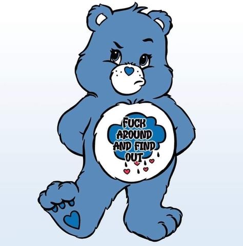 Bad Care Bears, Care Bears Funny, Grumpy Bear Tattoo, Swear Bears, Care Bears Aesthetic, Dont Care Bear, Grumpy Care Bear, Care Bear Tattoos, Care Bears Vintage