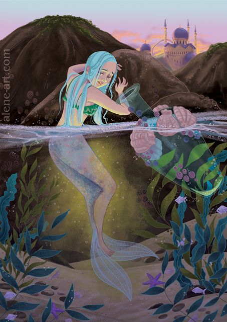 Mermaid Transformation Art, Mermaid Underwater Drawing, Siren Transformation, Little Mermaid Illustration, Mermaid Transformation, Mermay 2023, One Piece Mermaid, Mermaid Illustrations, Mermaid Artwork