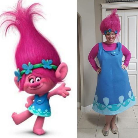 Trolls Dress Costume Ideas, Trolls Costume Adult, Poppy Trolls Costume, Troll Costume Diy, Poppy Halloween Costume, Troll Halloween Costume, Poppy Outfit, Poppy Costume, Sister Costumes