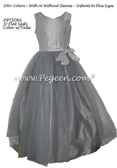 Platinum and Morning Gray Tulle and Silk Flower Girl Dresses Grey Flower Girl Dress, Gray Flower Girl, Silk Flower Girl Dress, Gray Flower, Platinum Grey, Silk Flower, Flower Girl Dress, Custom Dresses