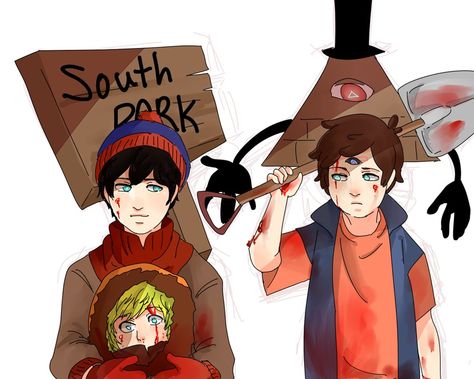 Gravity park or South falls? South Park X Gravity Falls, South Park Crossover, South Park Anime, Gravity Falls, South Park, Gravity, Crossover, Phone Wallpaper, Anime