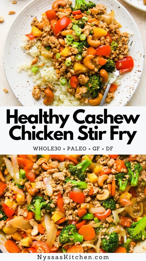 Healthy Cashew Chicken, Cashew Chicken Stir Fry, Chicken Recipes Dairy Free, Gluten Free Dairy Free Dinner, Stir Fry Sauce Easy, Chicken Cashew Stir Fry, 30 Minute Meals Healthy, Easy Stir Fry Recipes, Healthy Stir Fry