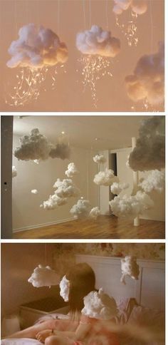 Perlengkapan Bayi Diy, Hanging Cloud, Hanging Clouds, Cloud Decoration, Diy Clouds, Cloud Lights, Dekorasi Kamar Tidur, Room Deco, Hanging Decorations