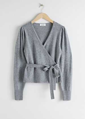 Wool Alpaca Blend Wrap Cardigan - Grey - Cardigans - & Other Stories Pola Kardigan, Big Scarf, Satin Midi Skirt, Wrap Cardigan, Grey Cardigan, Cardigan Sweaters For Women, Winter Essentials, Fashion Story, Alpaca Wool