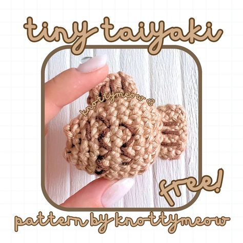 ₊˚⊹♡ FREE PATTERN: TINY TAIYAKI 🤏🏻🐟🩷 ♡ thank you for interacting with this post, i lob u ♡ I HOPE YOU ENJOY THIS PATTERN 🩷 please make sure to tag me @knottymeow when you make it!! 😋✨ please be sure to follow all the rules, do not sell this pattern or claim it as your own and please do not share it without the permission or the credit 🫶🏻 ♡ BIGGEST THANK U TO MY AMAZING TESTERS!!! ♡ ₓ˚. @artzwithd ₓ˚. @chepileaf ₓ˚. @fuzmcrafts ₓ˚. @ny.crochets ₓ˚. @rii.crochet ₓ˚. @alilies.diary ₓ˚... I Lob U, Twinkie Chan Crochet, Taiyaki Wallpaper, Taiyaki Fillings, Crochet Taiyaki, Crochet Sushi Keychain, Thank U, The Rules, I Hope You