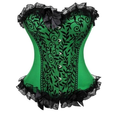 Lace Up Closure This Floral Lace Corset Is Lace Up On Back, Plastic Boning To Support The Corset Is Designed To Create A Wonderful Hourglass Figure For An Alternative Outfit A Night Out Green Corset Outfit, Basque Lingerie, Corset Steampunk, Lace Corset Dress, Burlesque Corset, Floral Lace Skirt, Purple Corset, Fashion Corset, Bustier Lingerie