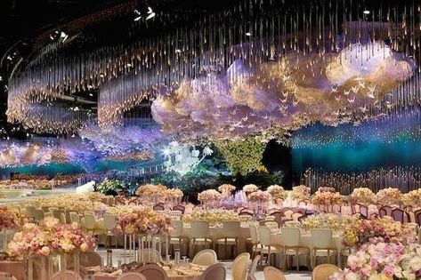 WOW!! World most beautiful, wedding decoration Dream Wedding Reception, Wedding Reception Design, Bal Harbour, Arab Wedding, Deco Nature, Ethereal Wedding, Reception Design, Wedding Set Up, Wedding Hall