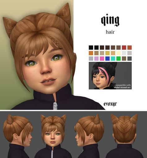 qing hair | evoxyr on Patreon Sims 4 Werewolf, Female Hairstyles, Sims 4 Cas Mods, Pelo Sims, Sims 5, Sims 4 Children, Sims 4 Toddler, Sims Hair, Best Mods