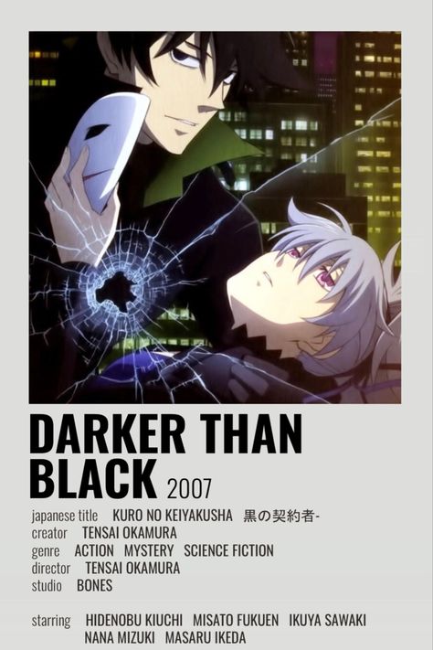 Darker Than Black Minimalist Poster! Darker Than Black Anime, Darker Than Black, Anime Info, Black Minimalist, Black Anime, Minimalist Poster, Black Wallpaper, Anime, Black