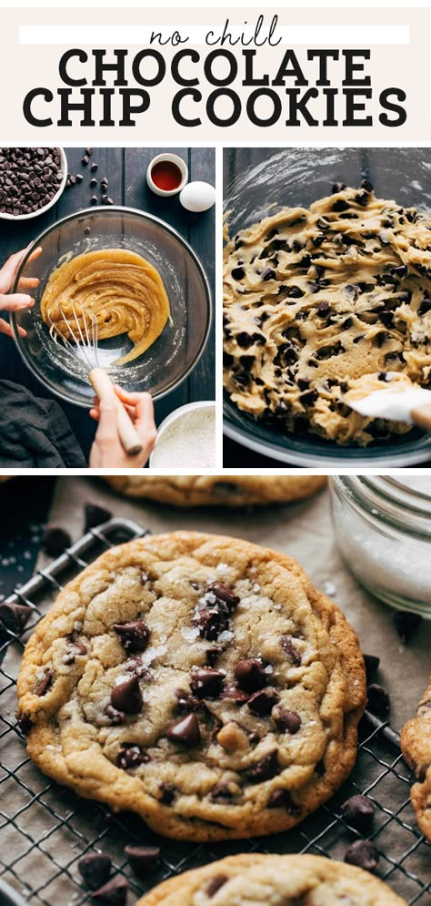 Chocolate Chip Cookies No Chilling, Best Chocolate Chip Cookies No Chill, Chocolate Chip Cookies No Refrigeration, Chocolate Chip Cookies Hand Mixed, Cookie Recipes No Chilling, Chewy Chocolate Chip Cookies No Chill, Easy Gooey Chocolate Chip Cookies, Easy Gf Chocolate Chip Cookies, No Baking Soda Chocolate Chip Cookies