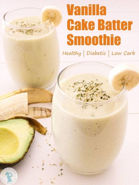 Low Carb Banana Smoothie, Cake Batter Smoothie, Bariatric Desserts, Banana Smoothie Recipe Healthy, Low Carb Smoothie, Blend Jet, Eyes Bigger, Low Carb Milk, Banana Smoothie Healthy