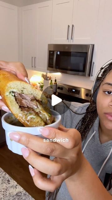 taelor rankin on Instagram: "I mean I might eat a fresh sliced Turkey breast with the cracked pepper edges sandwich lolol but do not give me anything else.

Garlic Butter French Dip Sandwich Recipe

Ingredients:
- 1/2 large yellow onion
- 2 ribeye steaks (1-2 inches thick)
- Salt and pepper (to taste)
- 4 tbsp butter
- 1 head of garlic
- 2.5 cups beef broth
- 1 French baguette
- Garlic butter spread (recipe posted right before this one)
- Smoked provolone (I use 1 slice per sandwich but you can add more
- Fresh parsley, garnish

Instructions:
1. Julienne the half onion and set aside.
2. Season both sides of ribeye steaks generously with salt and pepper.
3. Sear steaks in a hot cast iron skillet until a nice crust forms.
4. Baste steaks with 4 tbsp of butter, add a head of garlic (cut top o French Dip Sandwich Recipe, Garlic Butter Spread, Steak Sandwich Recipes, Ribeye Roast, French Dip Sandwich, Seared Steak, French Baguette, Sliced Turkey, French Dip