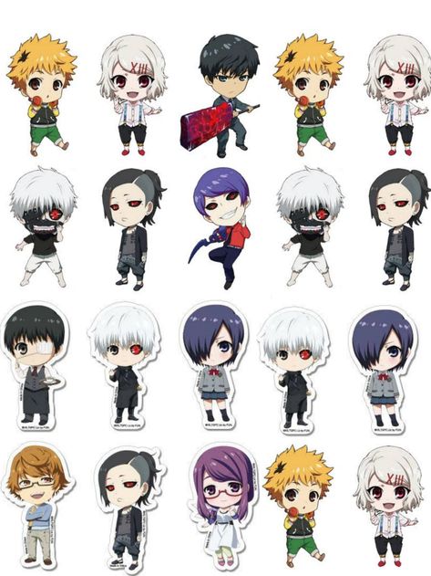 Tokyo Ghoul Stickers Printable, Tokyo Ghoul Stickers, Chibi Tokyo Ghoul, Anime Sticker, Tokyo Ghoul Kaneki, Kaneki Ken, Anime Stickers, Journal Stickers, Printable Stickers