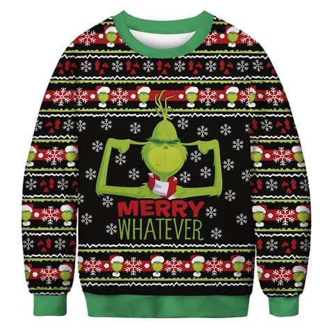 PRICES MAY VARY. 🎅🔔🎄【BEST CHRISTMAS SWEATSHIRT】- Originating from the classic character design of the popular cartoon, Christmas sweatshirt will definitely put you in the spotlight at the Christmas party. Crew neck, long sleeve, plus one of the most Christmassy character designs, make it undoubtedly the most fun Christmas sweatshirt. Let's Steal Christmas Together!!! 🎅🔔🎄【QUALITY MATERIAL】- Made of high-quality polyester and cotton, good fabrics, fine workmanship, comfortable and soft to th Merry Whatever, Grinch Christmas Sweater, Ugly Christmas Sweater Couples, Santa Outfit, Classic Sweater, Estilo Chic, Sweater Collection, Sweatshirts Pattern, Christmas Men