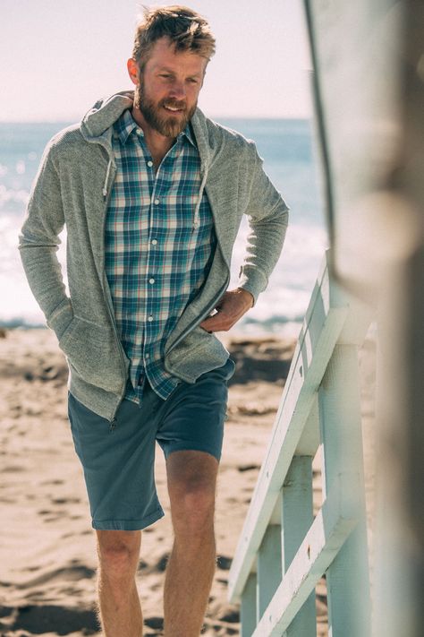 FAHERTY Backloop Zip Hoodie - Grey Terry. #faherty #cloth #all Faherty Mens, On Beach, Zip Up Hoodie, Grey Hoodie, Zip Hoodie, Casual Button Down Shirt, Zip Ups, Button Up, Men Casual