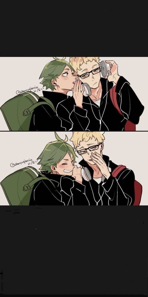 Tsukkiyama Fanart, Tsukiyama Fanart, Tsukiyama Haikyuu, Tsukishima X Yamaguchi, Haikyuu Tsukishima, Change My Mind, Volleyball Anime, Haikyuu Karasuno, Haikyuu Kageyama