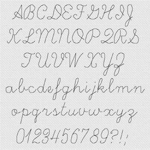 Cross Stitch Letter Patterns, Script Alphabet, Cross Stitch Alphabet Patterns, Cross Stitch Fonts, Cross Stitch Letters, Embroidery Alphabet, Cross Stitch Needles, Cross Stitch Alphabet, Cross Stitch Baby