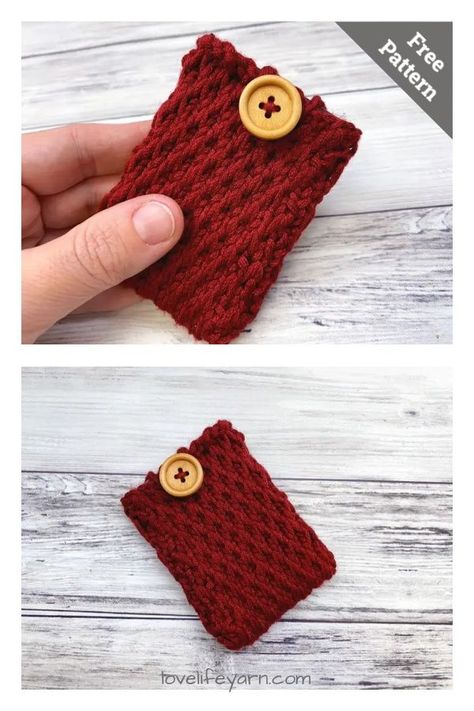 Easy Gift Card Holder Free Knitting Pattern Holiday Knitting Patterns, Card Holder Pattern, Christmas Gift Card Holder, Knitted Washcloths, Gift Card Envelope, Christmas Gift Card Holders, Gift Holders, Wrapping Gift Cards, Easy Knit