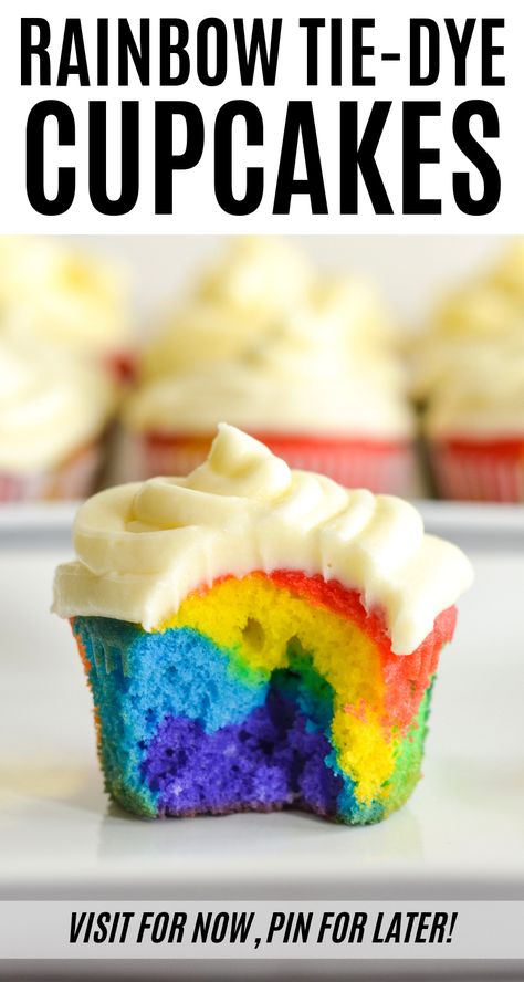 Rainbow Cupcakes Recipe, Cupcakes With Buttercream Frosting, Tie Dye Cupcakes, Rainbow Ideas, Cupcakes With Buttercream, Buttercream Frosting For Cupcakes, Easy Buttercream Frosting, Homemade Buttercream, Homemade Buttercream Frosting