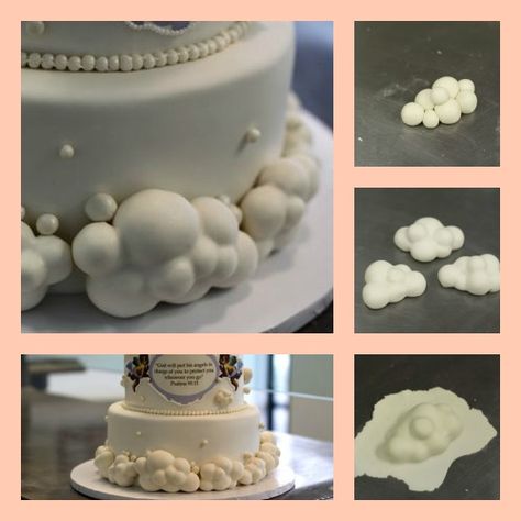 Simply fondant cloud tutorial Fondant Clouds, Cake Design Tutorial, How To Make Clouds, Airplane Cake, Cloud Cake, Fondant Tutorial, Fondant Decorations, Baby Birthday Cakes, Cake Business