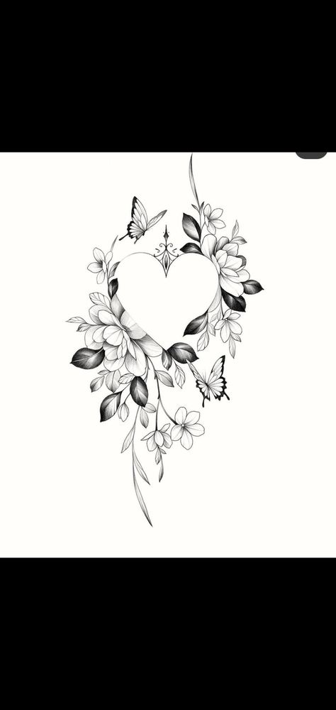 Hearts And Flowers Tattoo, Heart Wreath Tattoo, Floral Wreath Tattoo, Floral Heart Tattoo Design, Heart And Flower Tattoo, Floral Heart Tattoo, Heart Flower Tattoo, Flower Hip Tattoos, Wreath Tattoo