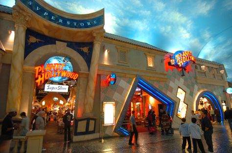 Planet Hollywood at The Forum Shops. Photo credit: Las Vegas News Bureau  #theforumshops Las Vegas Resorts, Planet Hollywood, Las Vegas Hotels, Sylvester Stallone, Photo Credit, 20 Years, Times Square, Places To Go, Las Vegas