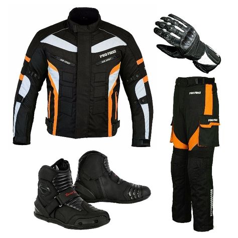 Free shipping across Europe  MOTORCYCLE JACKET FEATURES: 600D Cordura jacket Zip Cover on Front 13 Decoration Rubber Protection 5 Air Vents Button on Arms PROFIRST MOTORCYCLE ARMOURED TROUSERS Motorbike 600d Cordura Fabric Protective Men’s Trouser – Big Pocket Design CE Approved Removable Armored LEATHER WATERPROOF BIKER BOOT Premium Quality Genuine Leather Waterproof Motorbike Boots Lined with Soft Polyester inside (Extra Comfort Guarantee) Accordion At Front & Back for Easy Movement Protective Men, Motorcycle Race Suit, Leather Boots Black, Racing Gear, Racing Suit, Big Pocket, Motorcycle Racing, Black Leather Boots, Velcro Straps