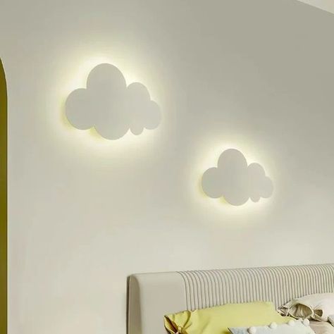 ORDER NOW!!! Childrens Bedroom Lighting, Bedside Lamp Modern, Cloud Wall, Modern Kids Bedroom, Fitted Bedrooms, Wall Lamps Bedroom, Luminaire Mural, Cloud Shapes, Luminous Colours