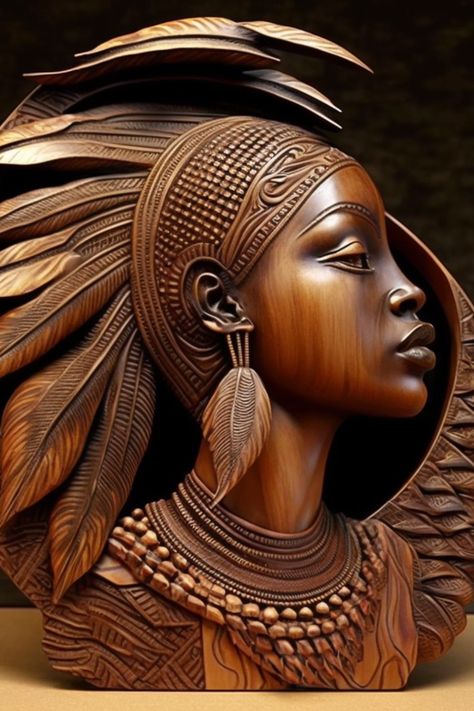 Embrace unique, timeless art with African Artistry's hand-carved wood sculpture canvas prints. Enhance your home with these stunning, culturally rich pieces, curated from master artisans! African Artifacts Decor, Sculpture Canvas, Unique Wood Carving, African Carving, African Wood Carvings, Africa Art Design, African Inspired Decor, African Arts, Carved Wood Sculpture