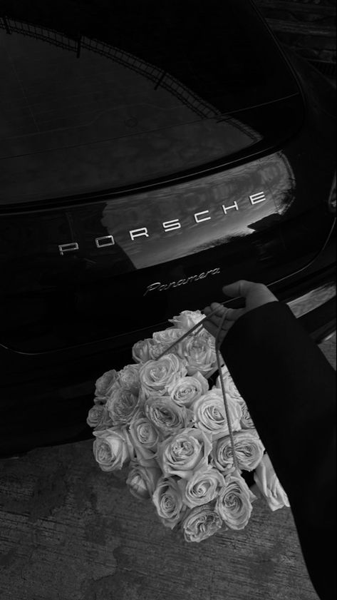 porsche , flowers , porsche aesthetic , car wallpaper , car , porsche panamera , black and white , black and white aesthetic , black and white wallpaper , black car , flowers aesthetic , bouquet , photography Xe Porsche, Black And White Wallpaper, Black Porsche, Porsche Panamera, Badass Aesthetic, Dark Feminine Aesthetic, Gray Aesthetic, Tapeta Pro Iphone, Luxury Aesthetic