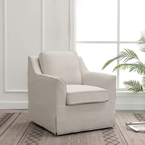 Santino Upholstered Swivel Armchair Traditional Design Style, Swivel Chairs, Chair Types, Swivel Armchair, Master Bedrooms Decor, New Living Room, Living Room Seating, Tv Room, Club Chairs