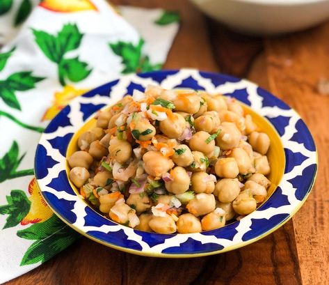 Chatpata Kabuli Chana Salad - Chickpea Salad Recipe  by Archana's Kitchen Salad Garbanzo Beans, Kabuli Chana Recipes, Chana Salad Recipe, Indian Beans Recipe, Chana Salad, Garbanzo Bean Salad, Salad Restaurant, Tamarind Recipes, Garbanzo Bean Recipes